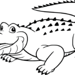 A friendly alligator illustration on a free printable coloring page for kids