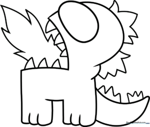 Among Us Godzilla Coloring Page: Free Printable Sheet