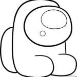 A cute and simple Among Us Mini character coloring page for kids to print and color