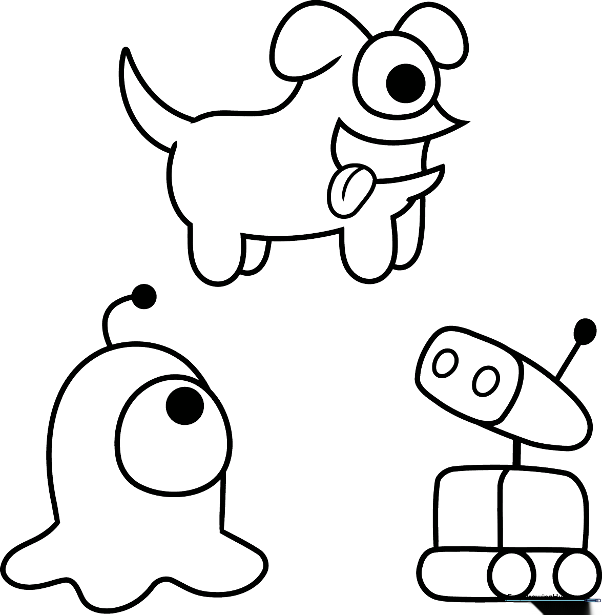 Black and white line art of an Among Us pet character with bold outlines, designed for children to color with markers or crayons.